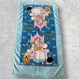Vintage 90s Franco Beauty and the Beast Bath Towel 24x43 Disney